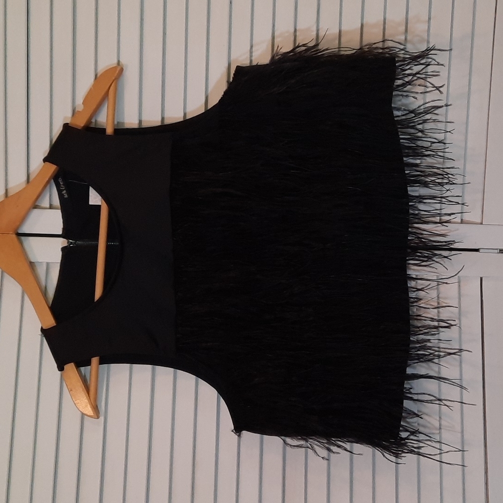 Ark & Co Black Feathered Blouse